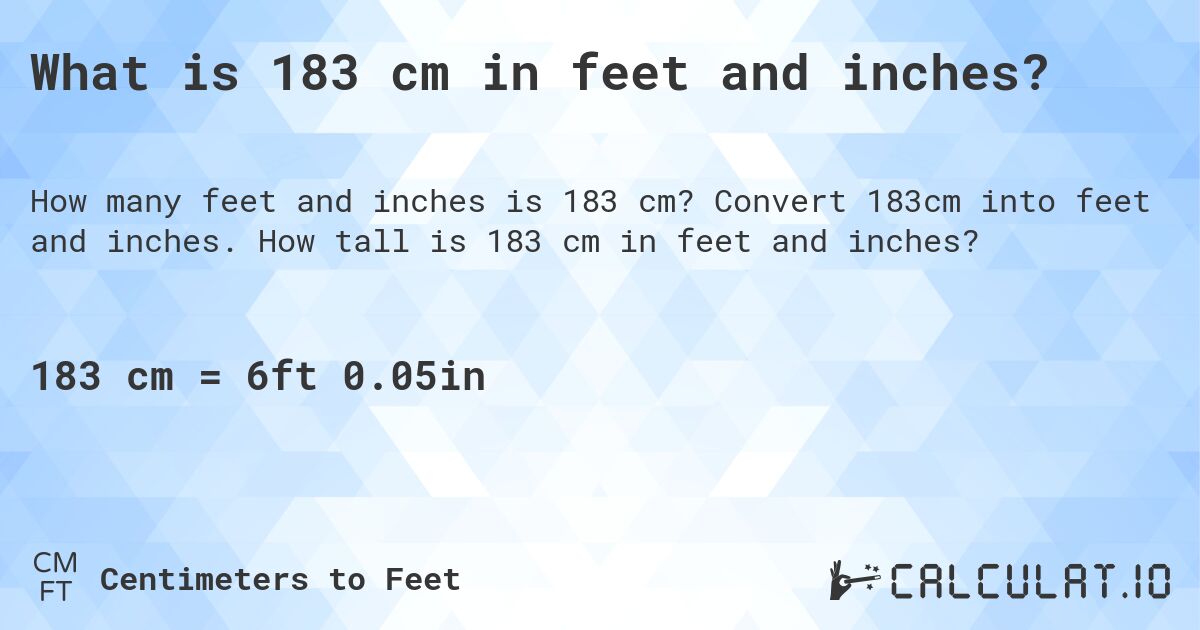 183 Cm To In: Instant Length Results