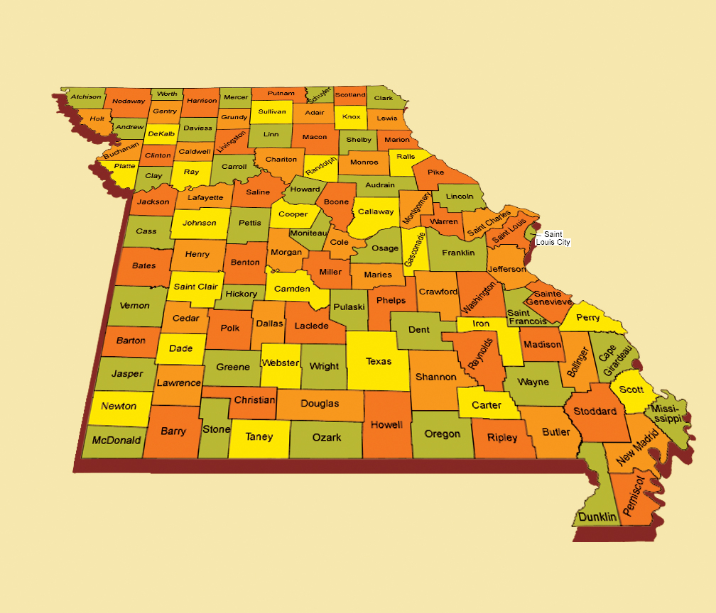 Map Of Missouri Showing Counties Bank2home Com